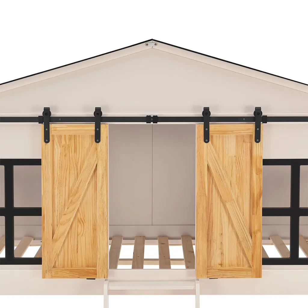 Juskys Kinderbett Farmhaus 90 X 200 Cm Mit Treppe, Dach & Fenster – Hochbett Rosa Für Kinder – Lattenrost Bis 150 Kg – Hausbett Aus Massivholz – Bild 14