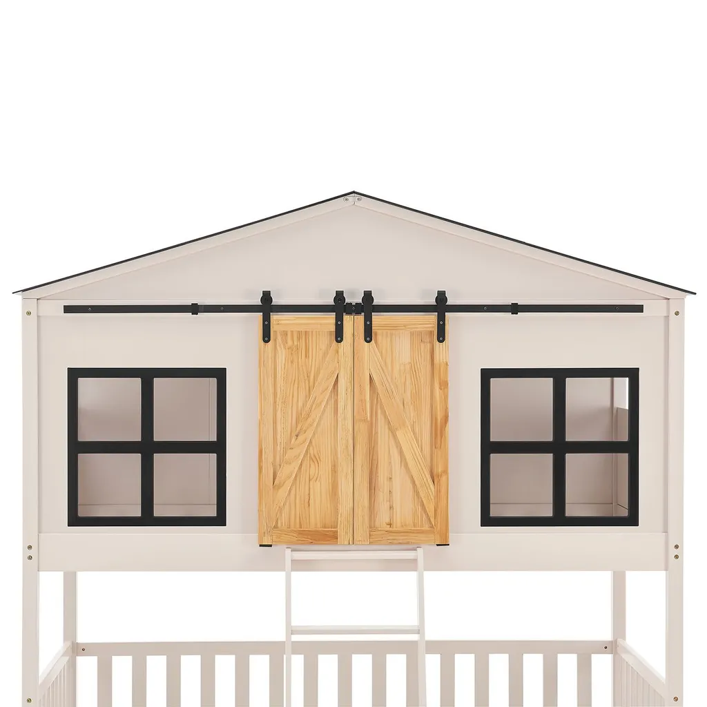 Juskys Kinderbett Farmhaus 90 X 200 Cm Mit Treppe, Dach & Fenster – Hochbett Rosa Für Kinder – Lattenrost Bis 150 Kg – Hausbett Aus Massivholz – Bild 15