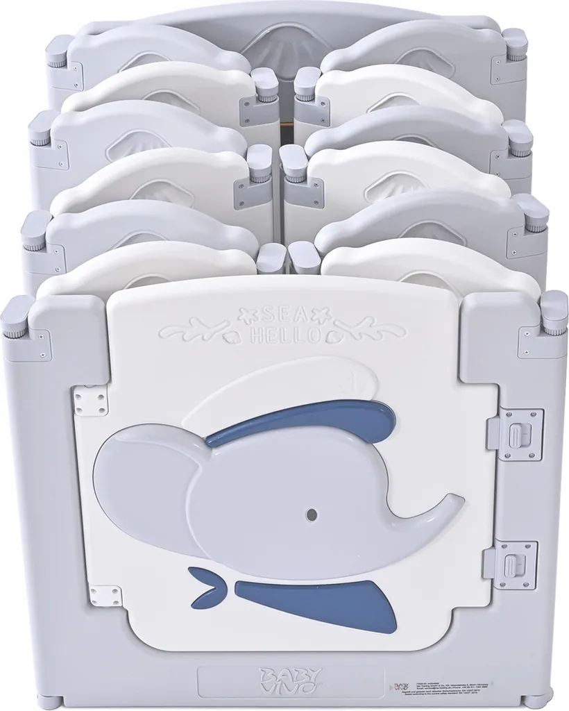 Baby Vivo Laufgitter Aus Kunststoff Faltbar - Kapitän Benjamin In Grau Und Weiß – Bild 6