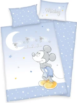 Herding "Mickey Mouse ( Disney )" Bettwäsche / Babybettwäsche / Kleinkinderbettwäsche, 100% Baumwolle ( Linon ), 40x60 Cm + 100x135 Cm