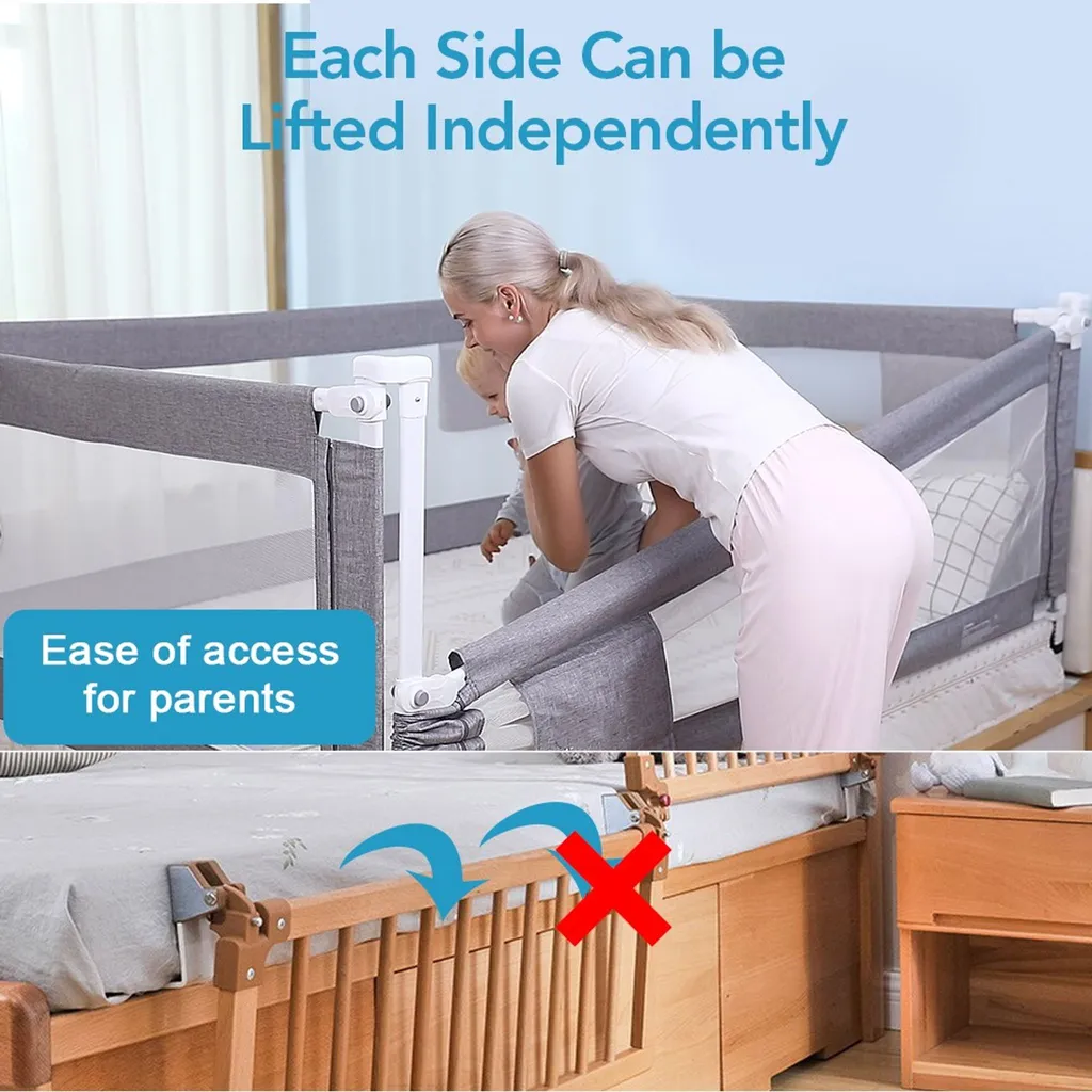 Zehnhase Bettgitter Länge 140 Cm 1 Seite Bettschutzgitter Kinderbettgitter Babybettgitter, Absturzsicherung Für Kinder, Baby, Grau – Bild 7