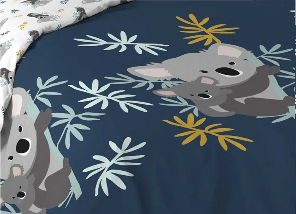 2tlg. Kinder Bettwäsche 140x200cm Koala Baumwolle Bettdecke Bettgarnitur Blau – Bild 3
