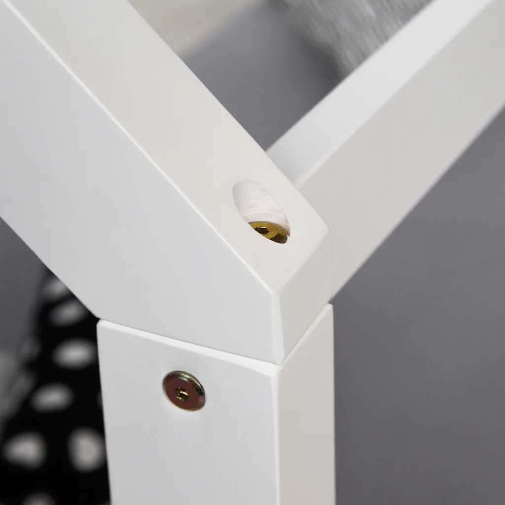 Homestyle4u 2048, Kinderbett Weiß Hausbett Mit Rausfallschutz 80x160 Cm Bodenbett Montessori Bett Bettenhaus Lattenrost – Bild 2