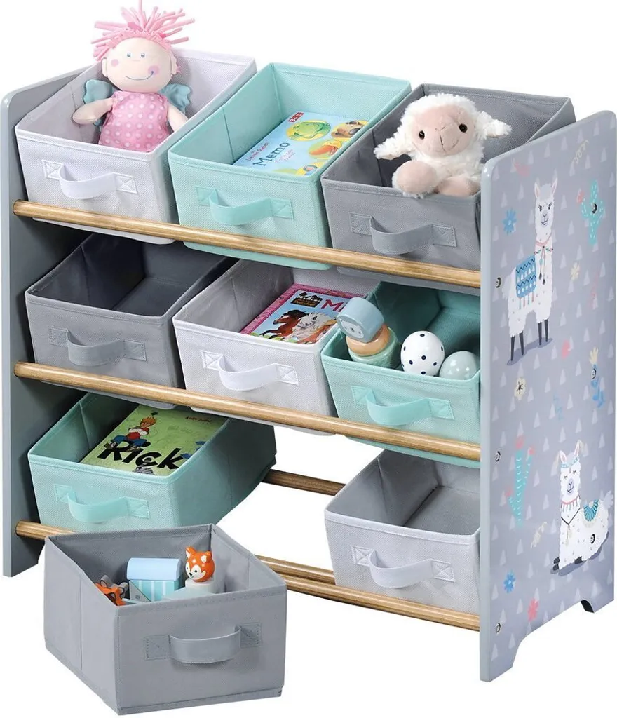 Kesper Kids Aufbewahrungsregal Mit 9 Stoffboxen Alpaka 65 X 30 X 60 Cm – Bild 5