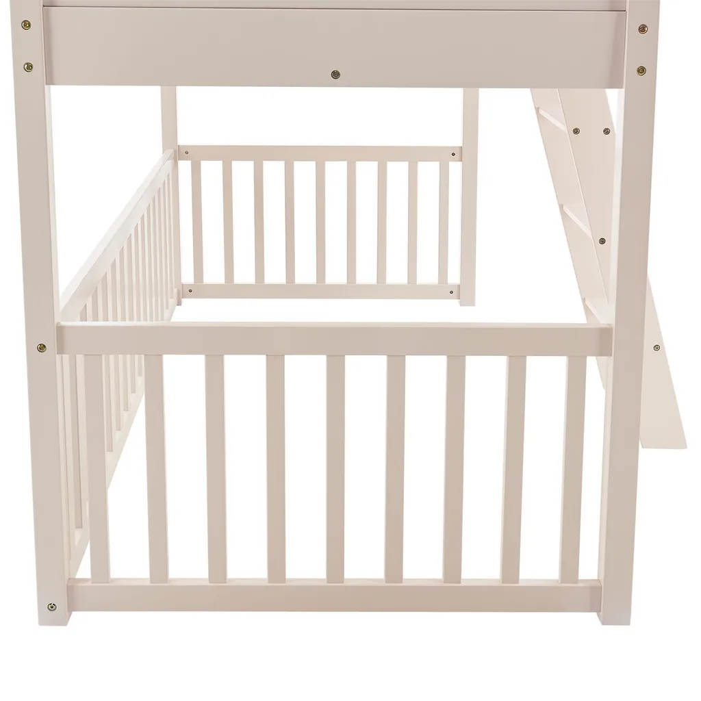 Juskys Kinderbett Farmhaus 90 X 200 Cm Mit Treppe, Dach & Fenster – Hochbett Rosa Für Kinder – Lattenrost Bis 150 Kg – Hausbett Aus Massivholz – Bild 18