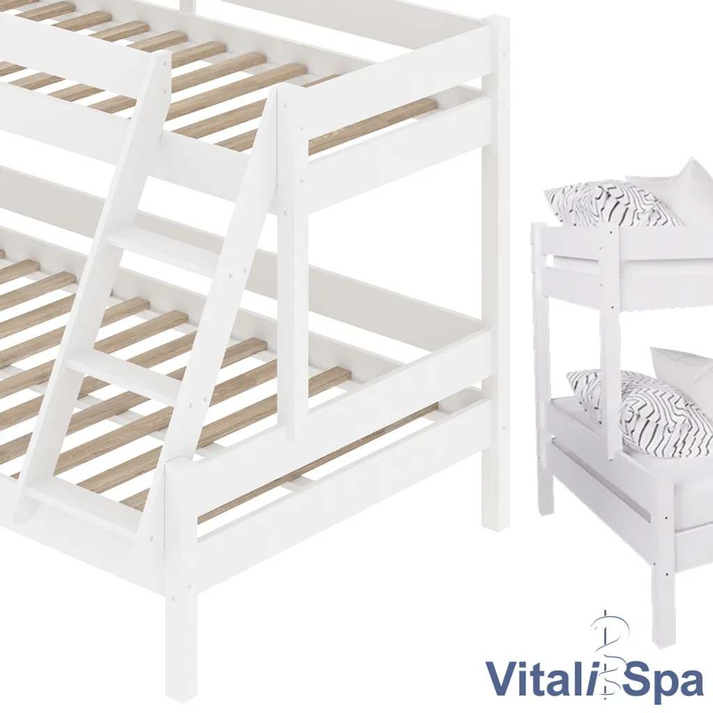 VITALISPA Kinderbett EVEREST Etagenbett Weiß Hochbett Spielbett Massiv Stockbett – Bild 6