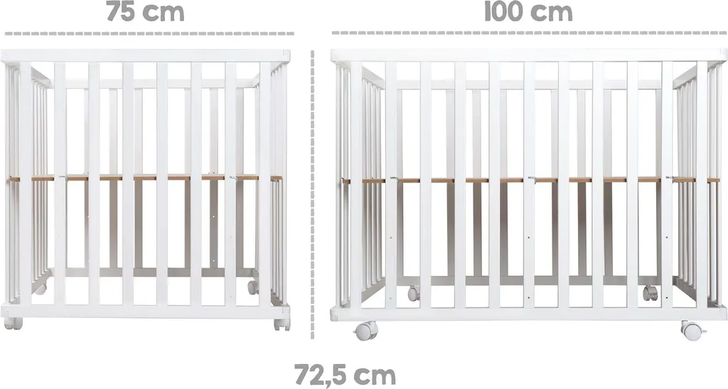 Roba Laufgitter Klappbar, Bicolor, 75x100 Cm, Platzsparendes Spielgitter Inkl. Rollen, Holz – Bild 7
