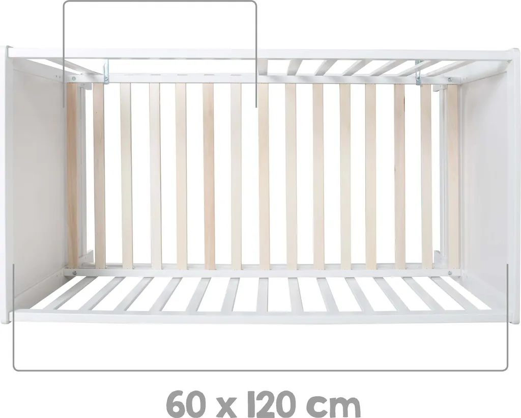 Roba Mulitfunktionsbett Sterne Grau Mit Beistellfunktion, Lattenrost, Matratze, Bettreduzierer, Himmel, Himmelstange, Kinderbett, Anstellbett, Babybett, Höhenverstellbar, Liegefläche 60x120 Cm, Weiß – Bild 9