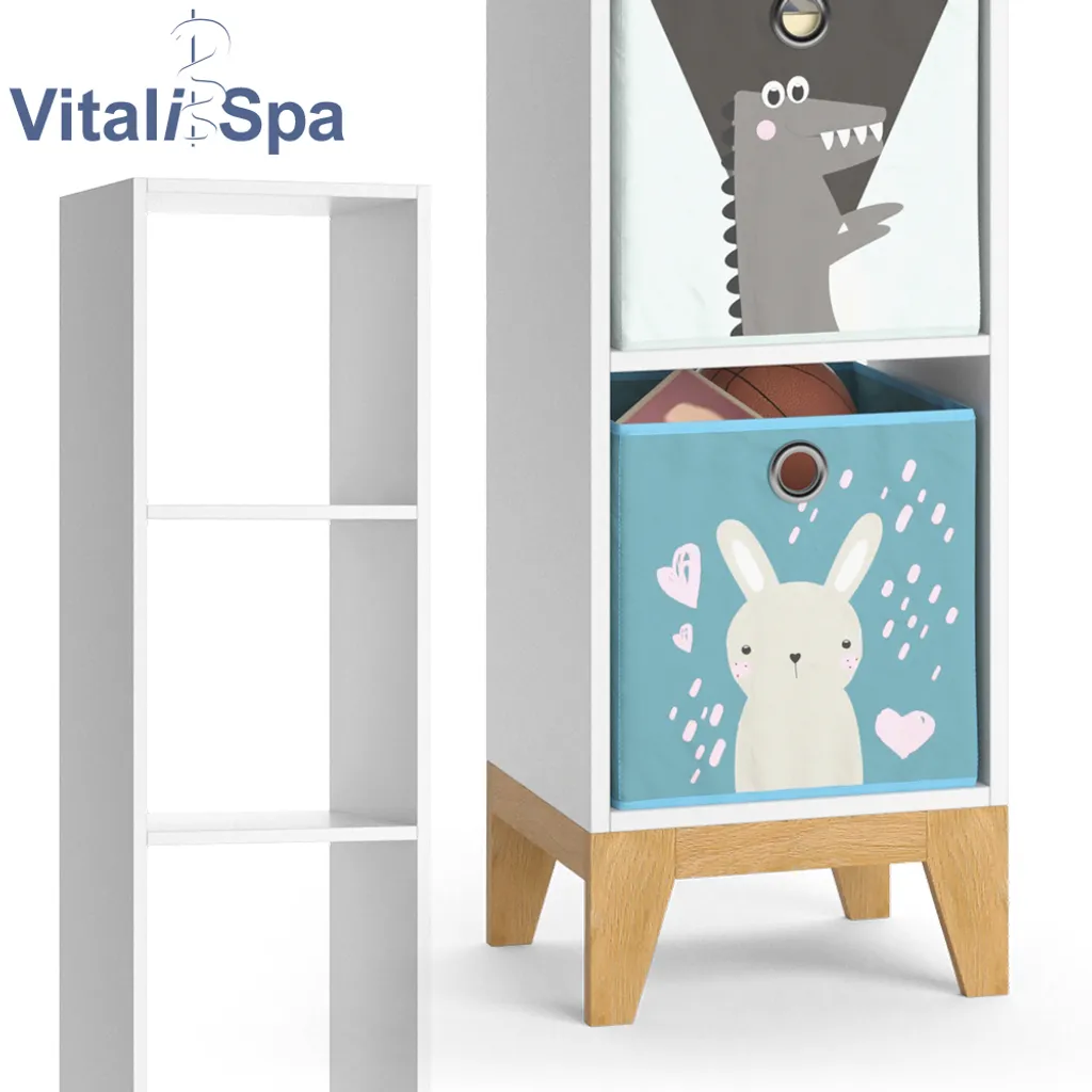 VitaliSpa Kinderregal Hochregal Würfelregal Malia Weiß Eiche Modern 35x160 Cm Kinderzimmer Regal Kindermöbel Ablage Fach Spielzeugaufbewahrung Spielzeugablage Kinderkleidung – Bild 6