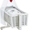 Roba Komplettwiegenset 'Adam & Eule' (40x90cm), Weiß, Mit Feststellfunktion, Inkl. Ausstattung