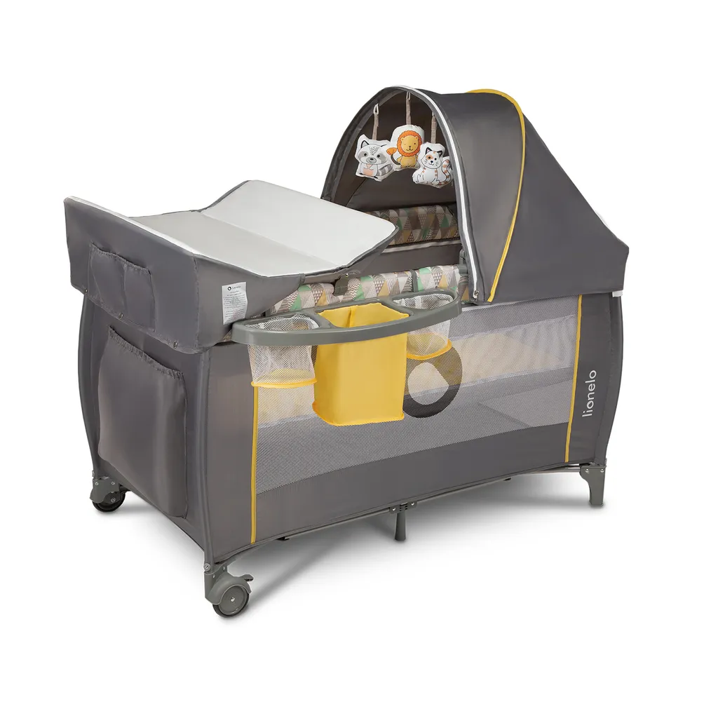 Lionelo Sven Plus In GELB Kinder Baby Reisebett Mit Wickeltisch Kinderbett Babybett Balachin Moskitonetz Urlaub Reise Laufstall Wickelauflage Spieluhr – Bild 8