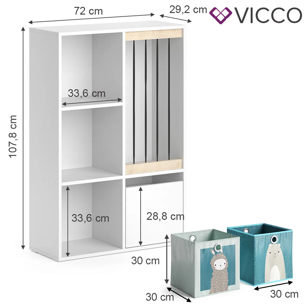 Vicco Aufbewahrungsregal Luigi Weiß 72 X 107,8 X 29,2 Cm Holzwerkstoff Inkl. Faltboxen – Bild 3