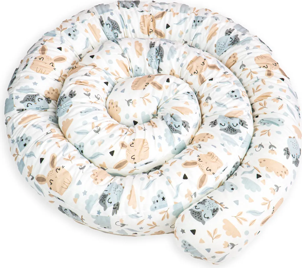 Bettschlange 400 Cm Nestchenschlange Für Baby Bettrolle 4m Bettumrandung Babybettschlange Baumwolle Eulen Und Hasen