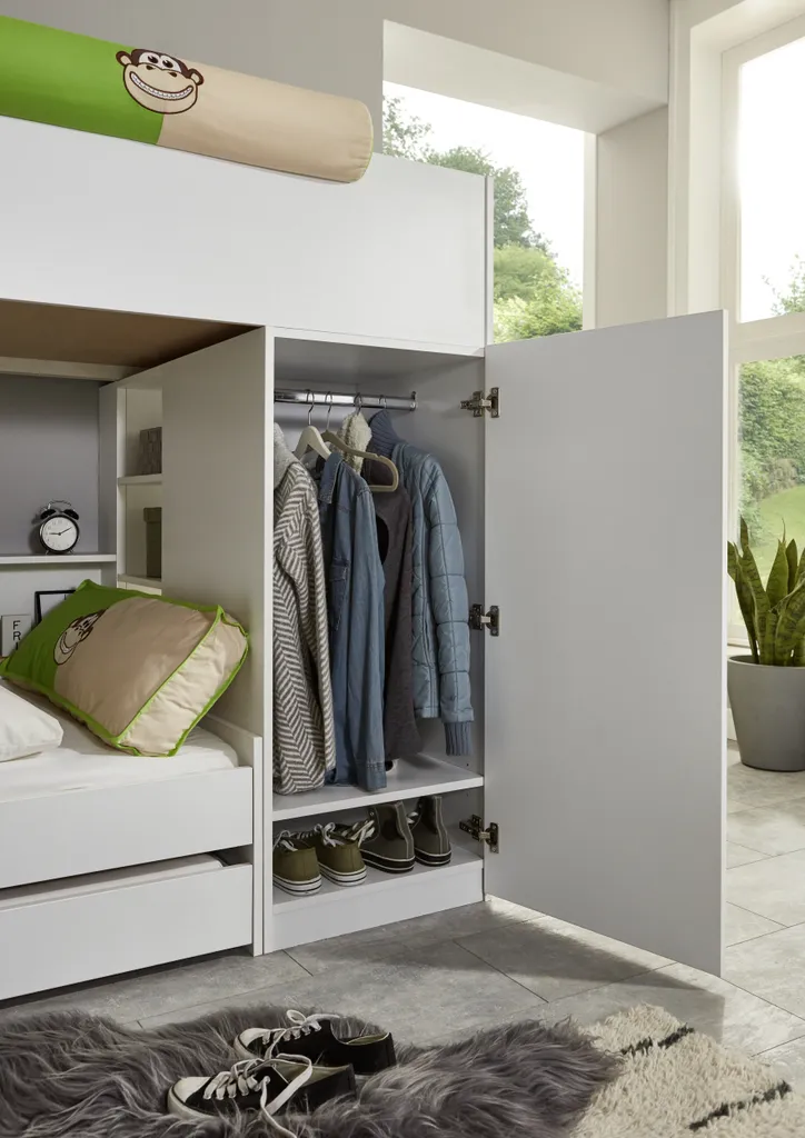 RELITA Etagenbett Sina Mit 2 Liegeflächen á 90 X 200 Cm, Inkl. Bodenplatten Als Auflage Für Die Matratzen, Inkl. Kleiderschrank (ohne Bettschublade) – Bild 3