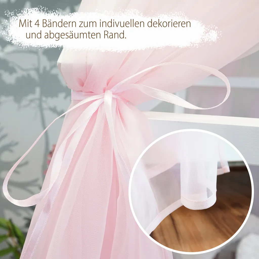 Alcube® Hausbett Deko-Set In Rosa Für Hausbetten Kinderbetten I 3er-Set Baldachin, Wimpelkette Und Lichterkette – Bild 7