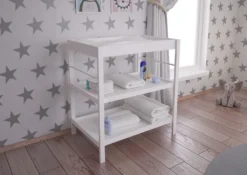 Polini Kids Baby Wickeltisch Wickelstation Wickelregal WeiĂź, 3049-04