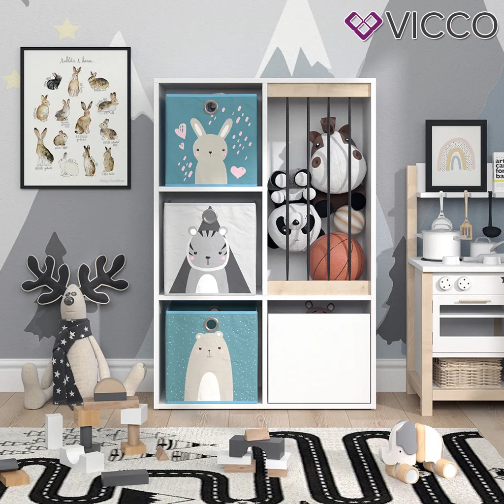 Vicco Aufbewahrungsregal Luigi Weiß 72 X 107,8 X 29,2 Cm Holzwerkstoff Inkl. Faltboxen – Bild 4