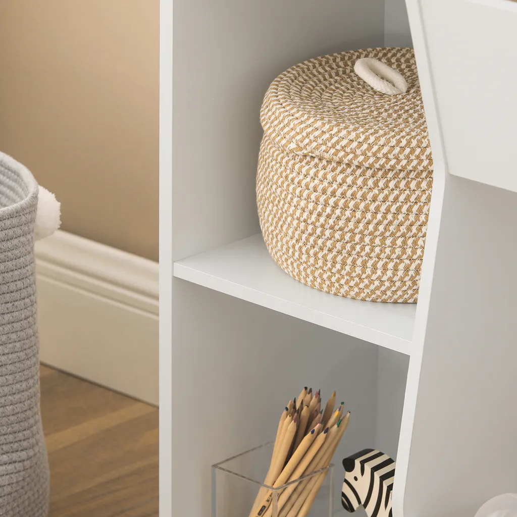 SoBuy KMB55-W Bücherregal Für Kinder Kinderregal Aufbewahrungsregal Mit 8 Offenen Fächern Spielzeugregal Standregal Kinderzimmer Möbel Weiß BHT Ca.: 106x104x30cm – Bild 8