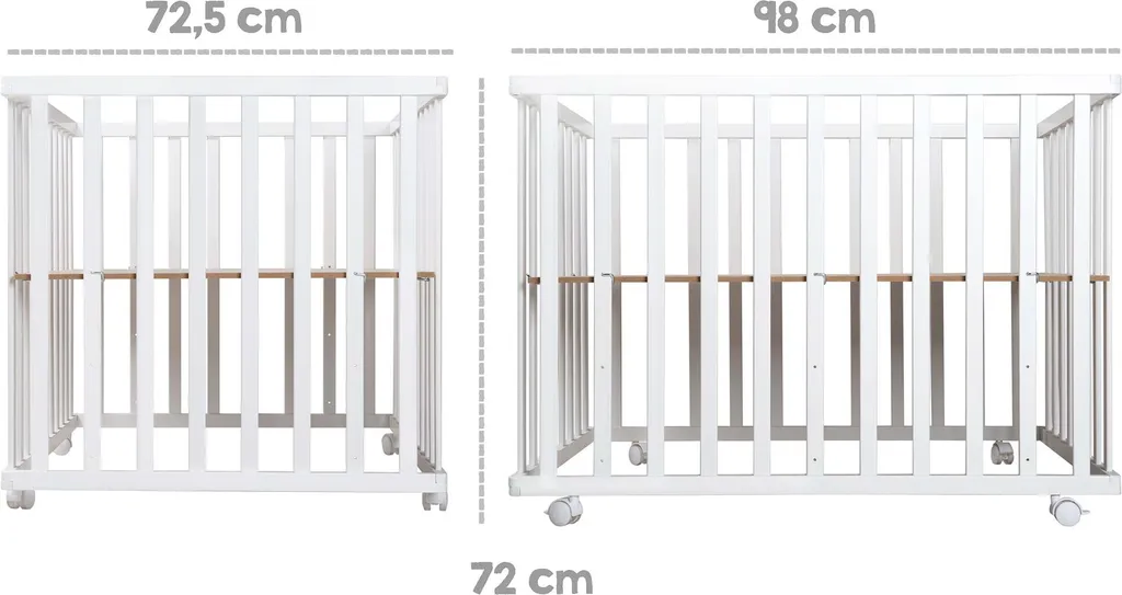 Roba Laufgitter ‚Sternenzauber Grau‘, 75 X 100 Cm, Spielgitter Inkl. Grauer Schutzeinlage Und Rollen, Weiß – Bild 3