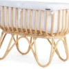 Childhome Wiege Rattan Rechteckig 90X50 + Matratze + Jersey Bezug Altweiss; Crratsqc