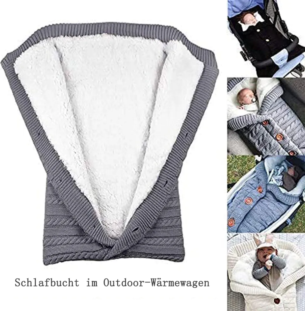 Baby Neugeborene Gestrickte Wickeldecke Schlafsack Kinderwagen Kinderwagen Babytrage – Bild 4