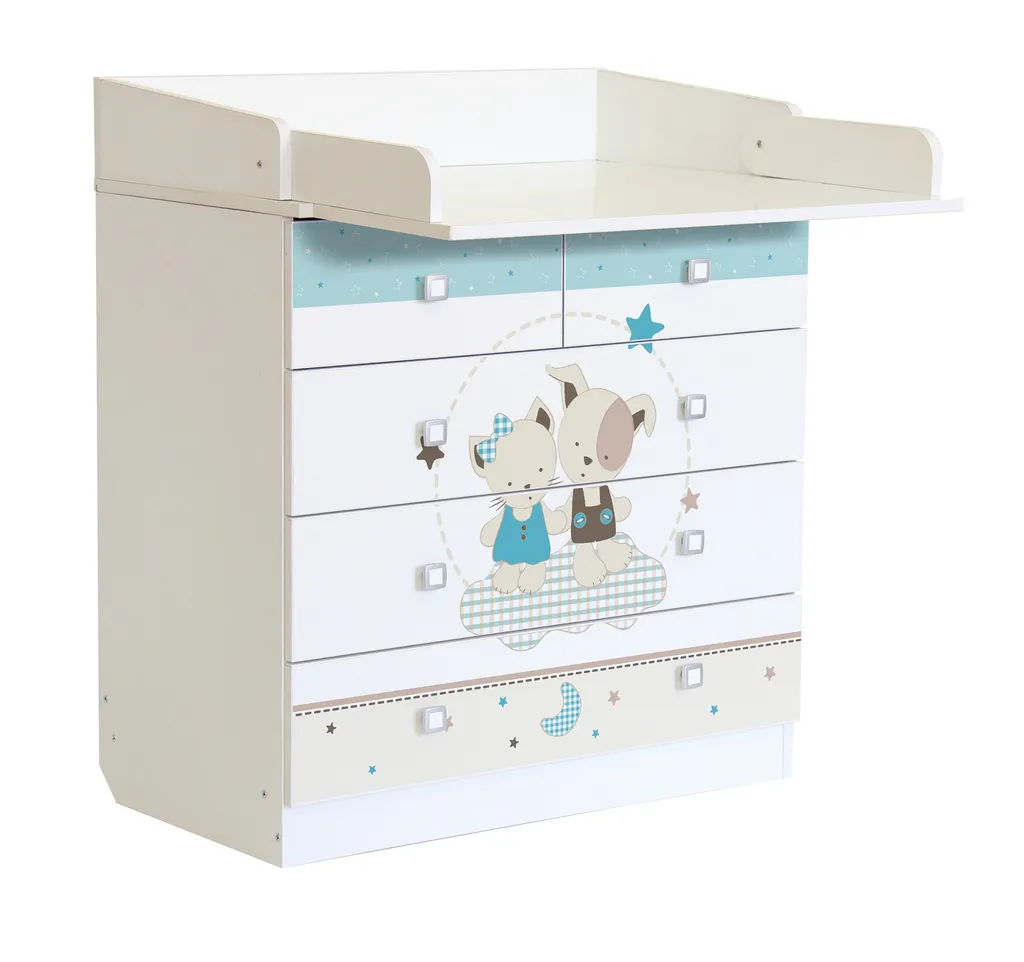 Polini Kids Baby Wickelkommode Weiß Simple Mit Motiv Freunde, 1315.9.6