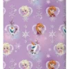 Disney Frozen Kinder Bettlaken Spannbetttuch Anna Elsa Olaf Lila Schneeflocken Zauber Magie 90 X 190 Cm 100% Baumwolle