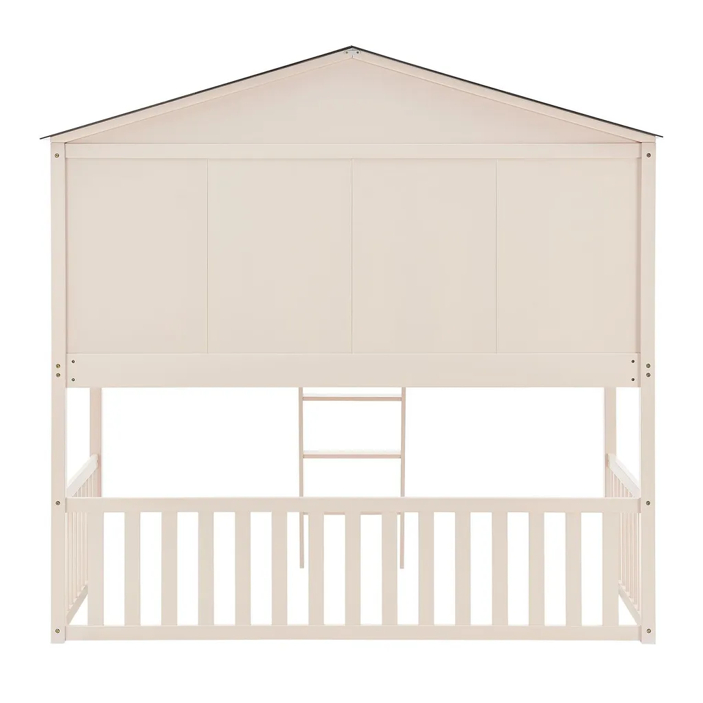 Juskys Kinderbett Farmhaus 90 X 200 Cm Mit Treppe, Dach & Fenster – Hochbett Rosa Für Kinder – Lattenrost Bis 150 Kg – Hausbett Aus Massivholz – Bild 8