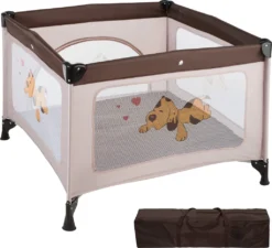 Tectake Baby Laufstall Tommy Junior 105x105x78cm - Braun