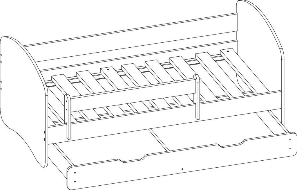 Kinderbett Jugendbett Mit Matratze In Weiß / Eiche Sonoma ACMA II 160x80 Cm + Bettkasten – Bild 4