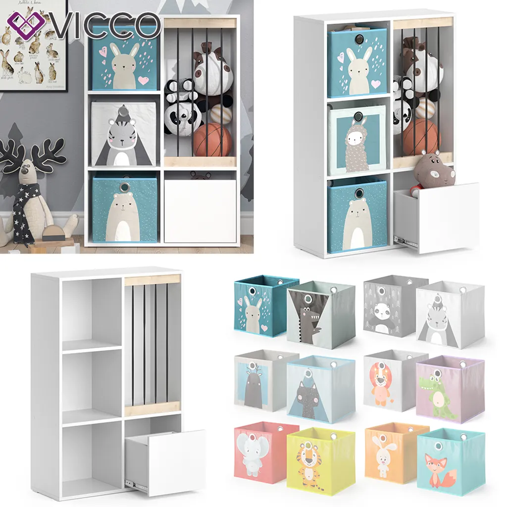 Vicco Aufbewahrungsregal Luigi Weiß 72 X 107,8 X 29,2 Cm Holzwerkstoff Inkl. Faltboxen – Bild 8