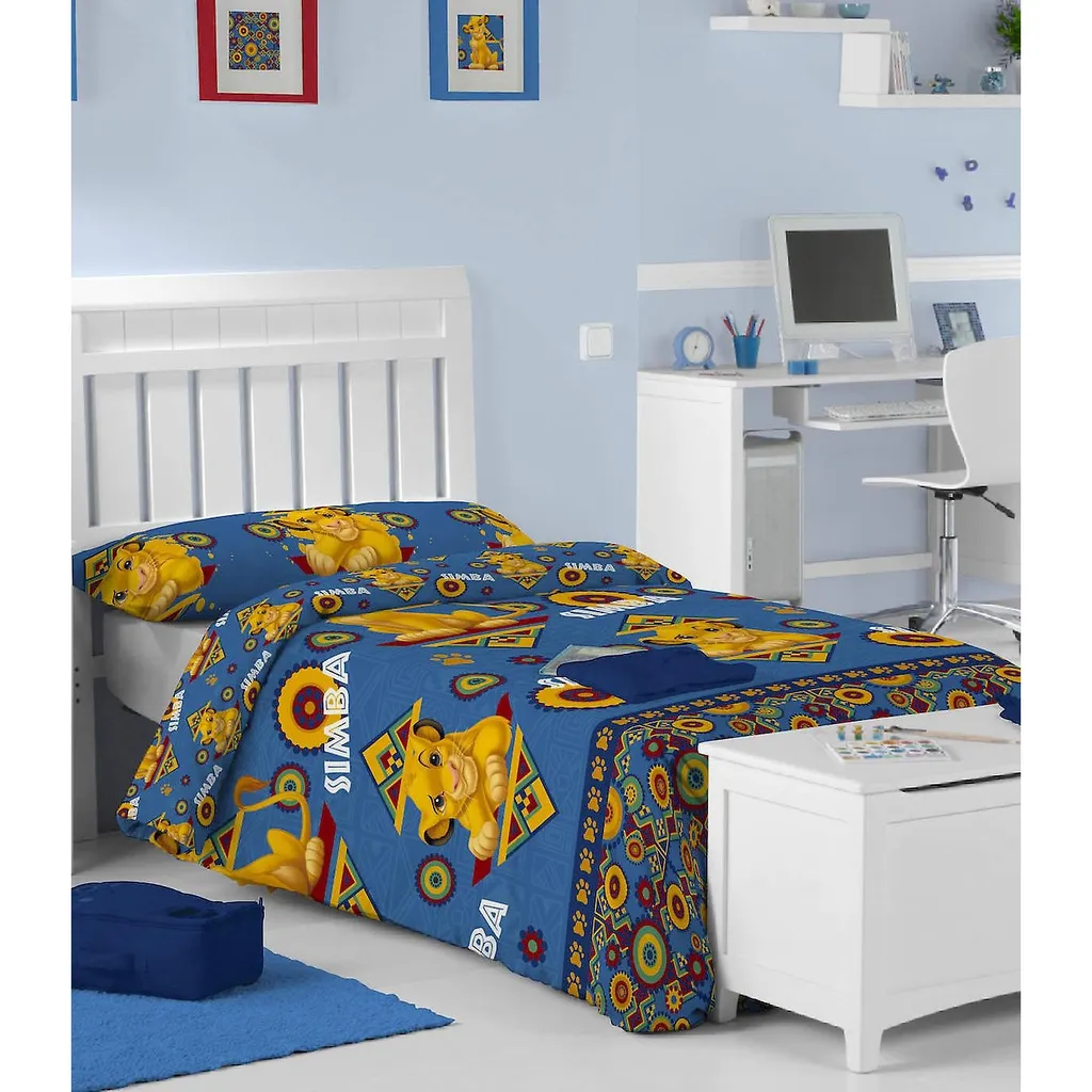 Lion King Simba Kinder Bettwäsche-Set Einzelbett SI548 (Einheitsgröße) (Blau) – Bild 2