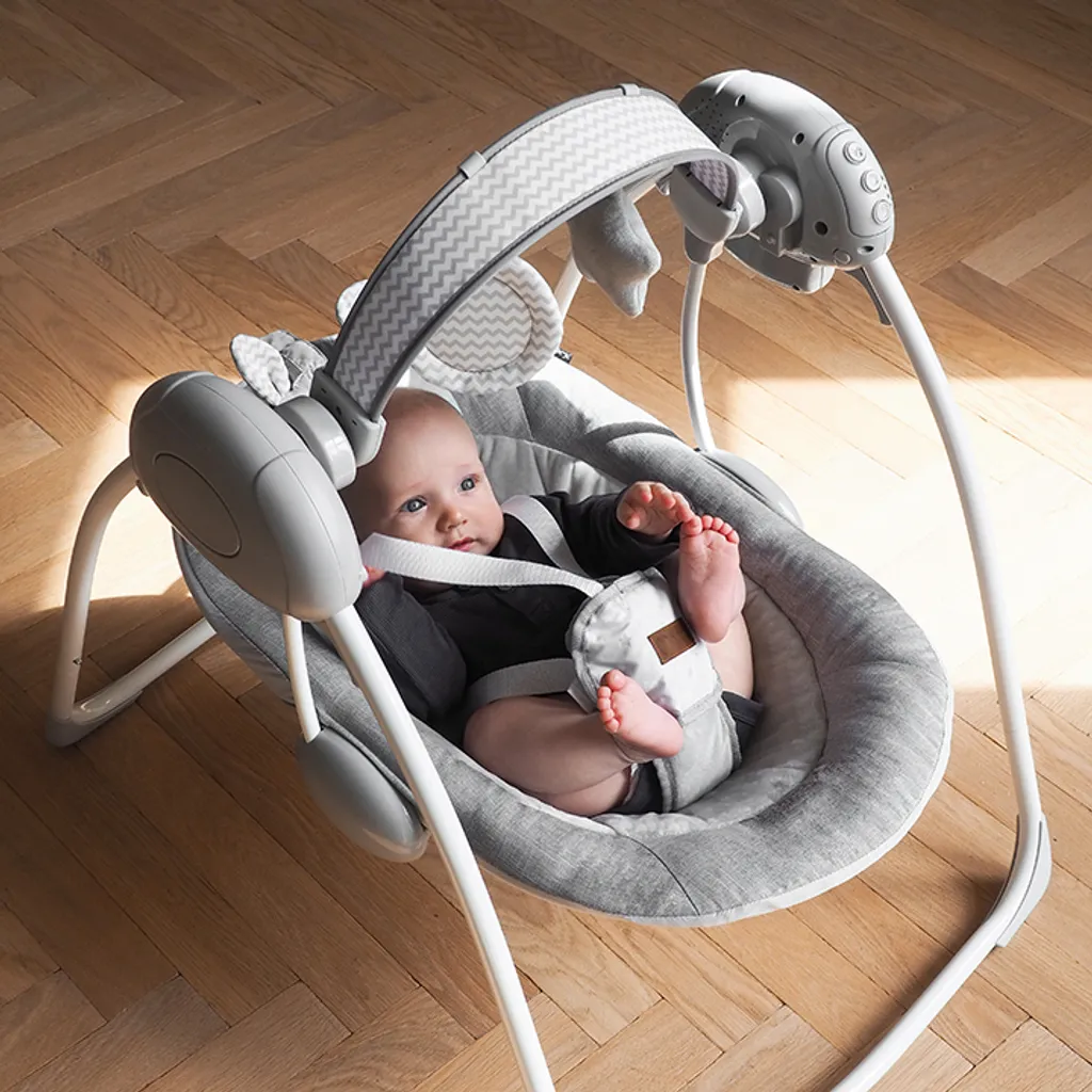 Babywippe Mit Musik Und Vibration Babywiege Schaukelwippe Baby Schaukel Verstellbar, Babyliegestuhl Baby Schlafkorb Babysitz MoMi Liss Teddy – Bild 11