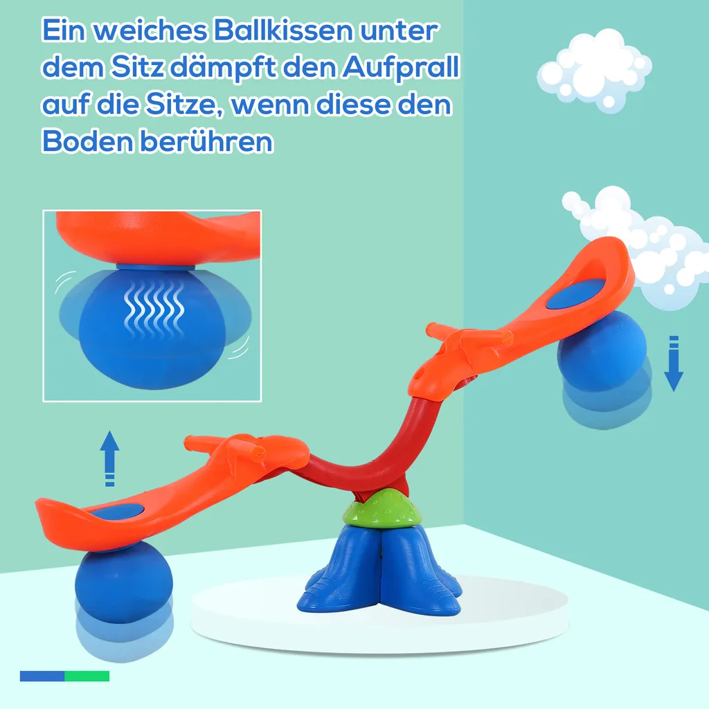 HOMCOM Kinder Gartenwippe 360° Drehbare Wippe Karussellwippe Für 3-8 Jahre Kunststoff Mehrfarbig 126 X 39,5 X 66 Cm – Bild 5
