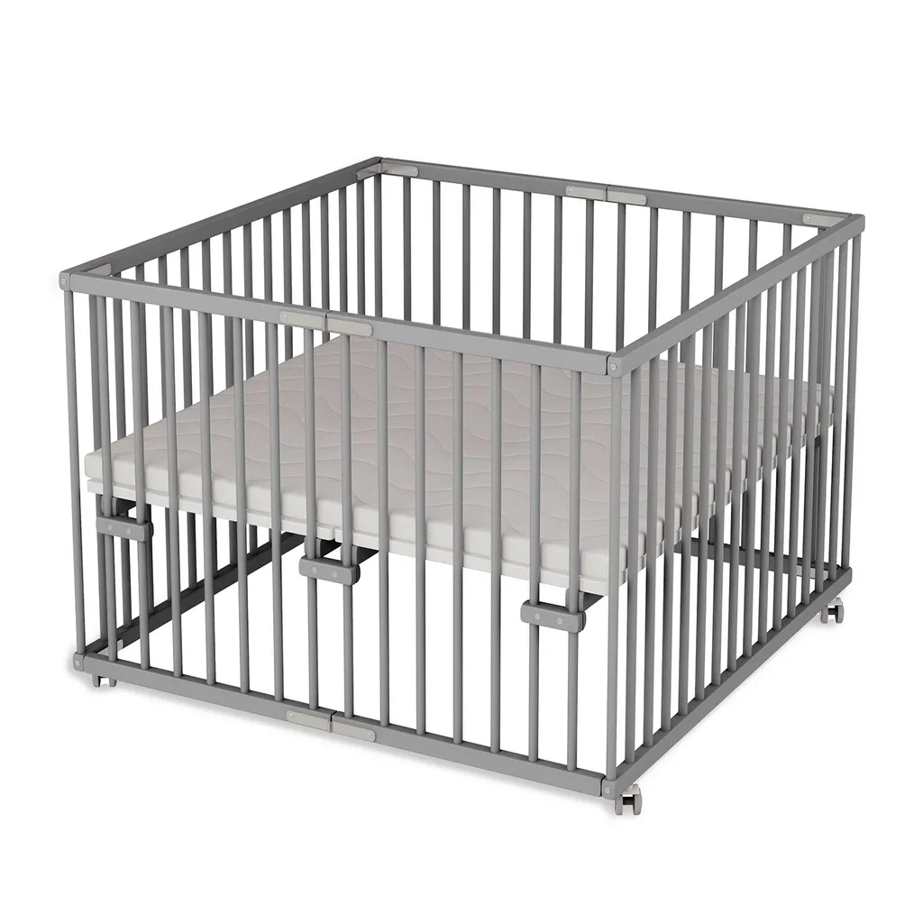 Sämann® Laufgitter 100x100 Cm Faltbar Mit Matratze, Grau – Bild 2