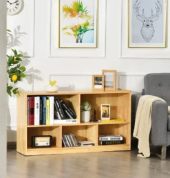 COSTWAY Kinder Spielzeugschrank Holz, Mit 2 Großen Fächern Und 3 Kleinen Fächern, Offen, Für Spielzeug, Puppen Und Büche