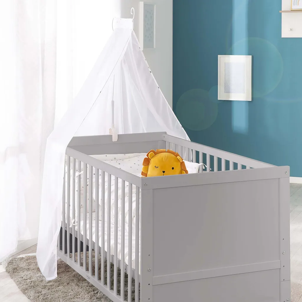 Roba Kombi-Kinderbett 'Sternenzauber Grau', 70 X 140 Cm, Taupe, 3-fach Verstellbar, Schlupfsprossen Umbaubar Zum Juniorbett – Bild 2