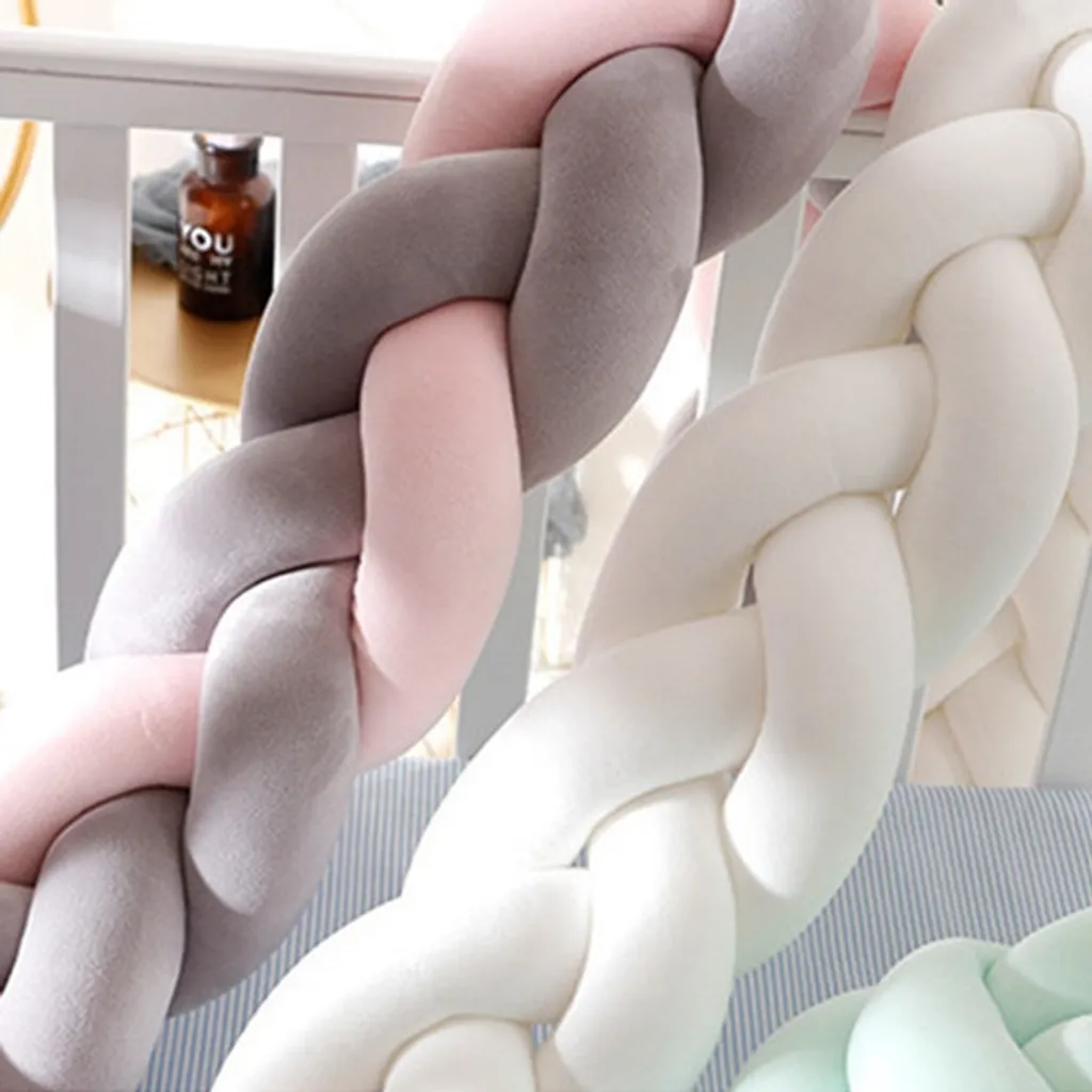 200cm Bettumrandung Geflochten Bettschlange Babybett Stoßstange Baby Nestchen Weben Kantenschutz Kopfschutz Dekoration Für Krippe Kinderbett – Bild 4