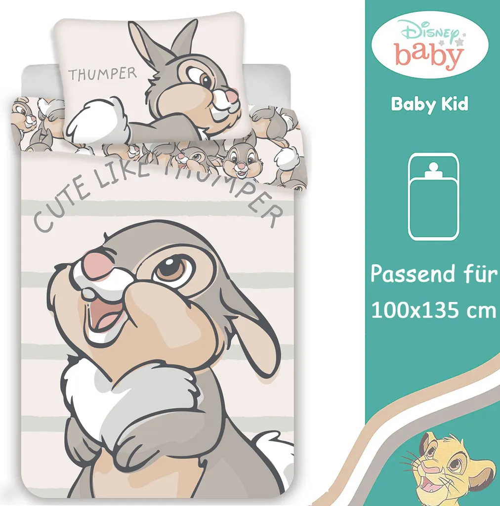 Disney Klopfer Bambi Bettwäsche Kopfkissen Bettdecke 100x135 Cm – Bild 2