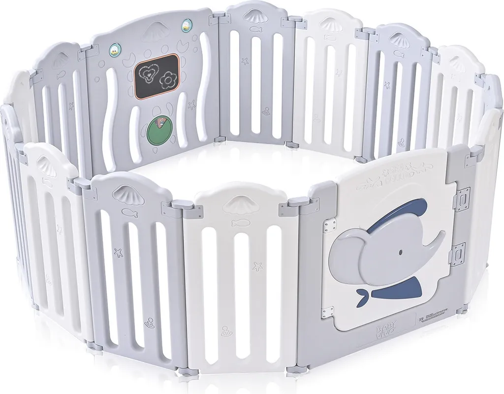 Baby Vivo Laufgitter Aus Kunststoff Faltbar - Kapitän Benjamin In Grau Und Weiß – Bild 3