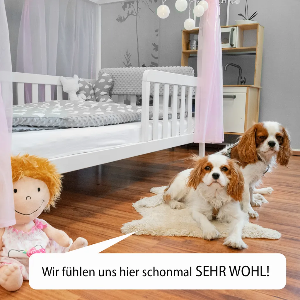 Alcube® Hausbett Deko-Set In Rosa Für Hausbetten Kinderbetten I 3er-Set Baldachin, Wimpelkette Und Lichterkette – Bild 6