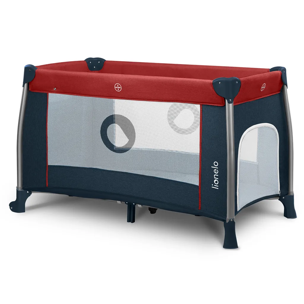 Lionelo Thomi Baby Reisebett Laufstall Kinderreisebett Mit Karussell Wickeltisch Rot-Blue – Bild 3