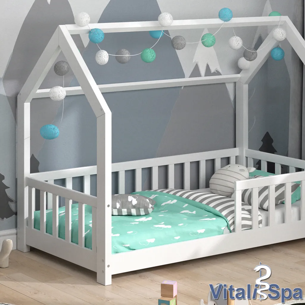 VitaliSpa Kinderbett Hausbett Spielbett Wiki 80x160cm Matratze Rausfallschutz – Bild 5