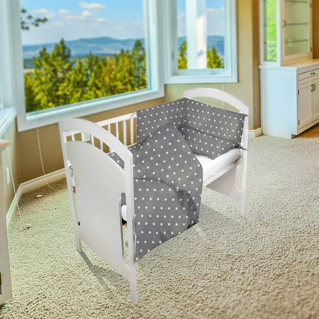 Bettumrandung Babybett Nestchen Umrandungen - Babynest Kopfschutz Für Baby Beistellbett Gitterbett 420 Cm GRAU – Bild 6