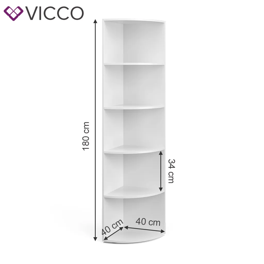 Vicco Eckregal Ecki Weiß 180 X 40 X 40 Cm Holzwerkstoff – Bild 3