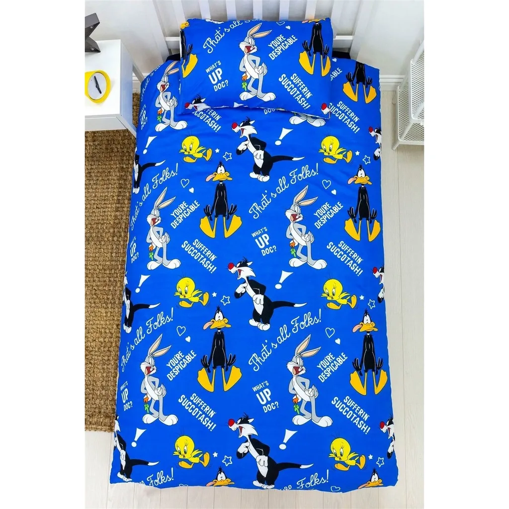 Looney Tunes - Bettwäsche-Set "Gang Rotary" SI946 (Einzelbett) (Weiß/Blau) – Bild 2
