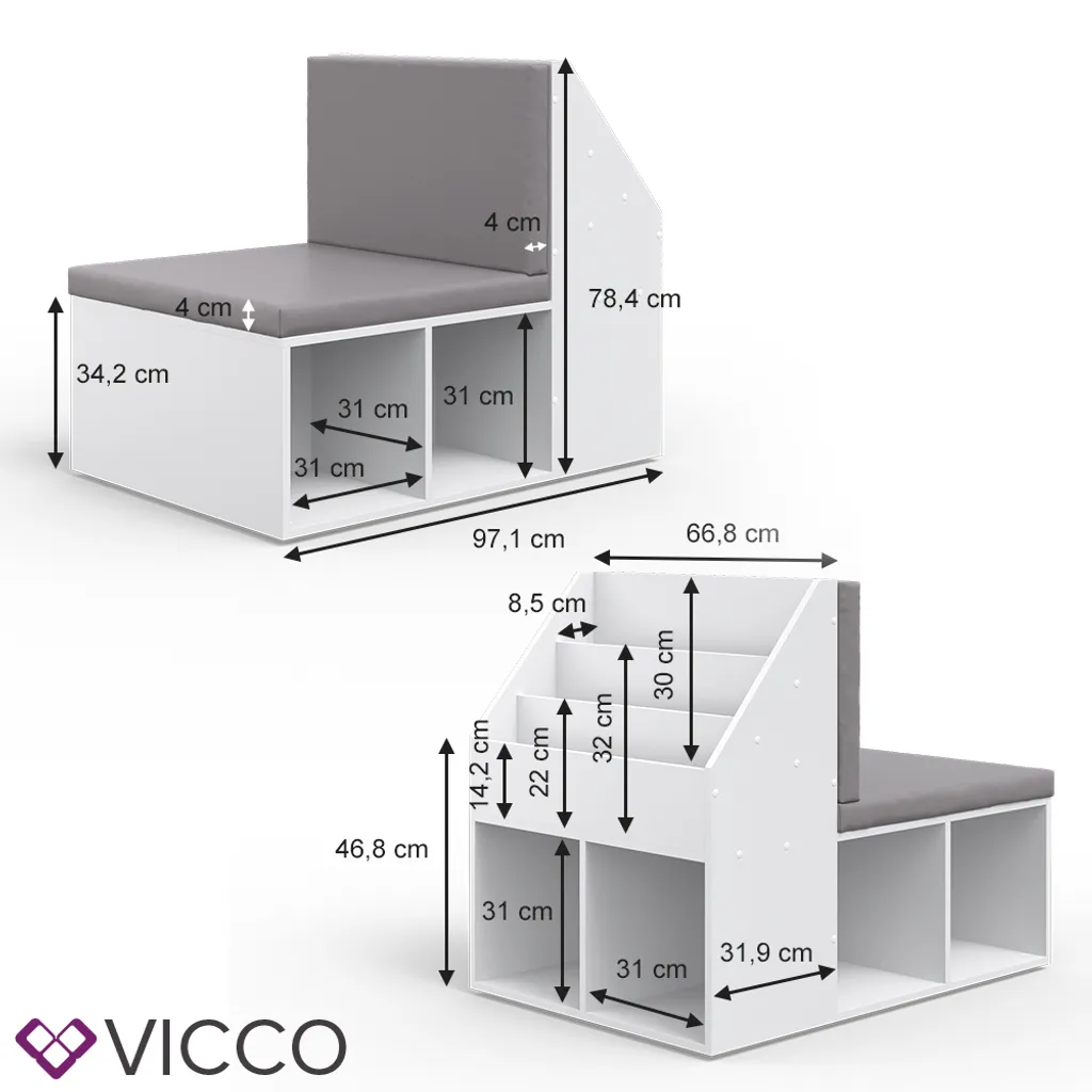 Vicco Kinderregal Onix Weiß 97,1 X 78,4 X 66,8 Cm Holzwerkstoff – Bild 3