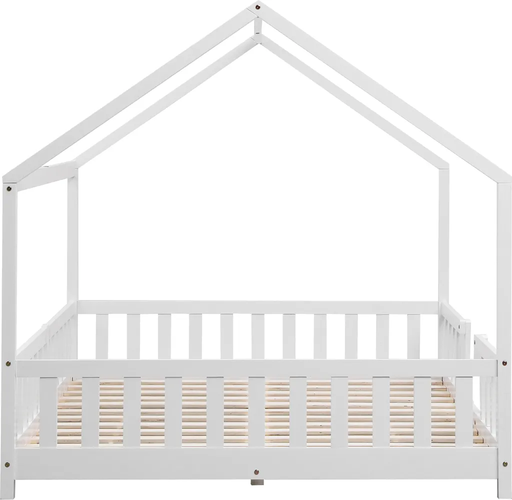 Kinderbett Sisimiut 140x200 Cm Hausbett Mit Rausfallschutz Bettenhaus Mit Lattenrost Kiefernholz Weiß – Bild 6