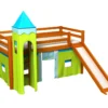 Bett Für Kinder Mit Rutsche,vorhange,turm,matratze,lattenrost, Spielbett,kinderbett