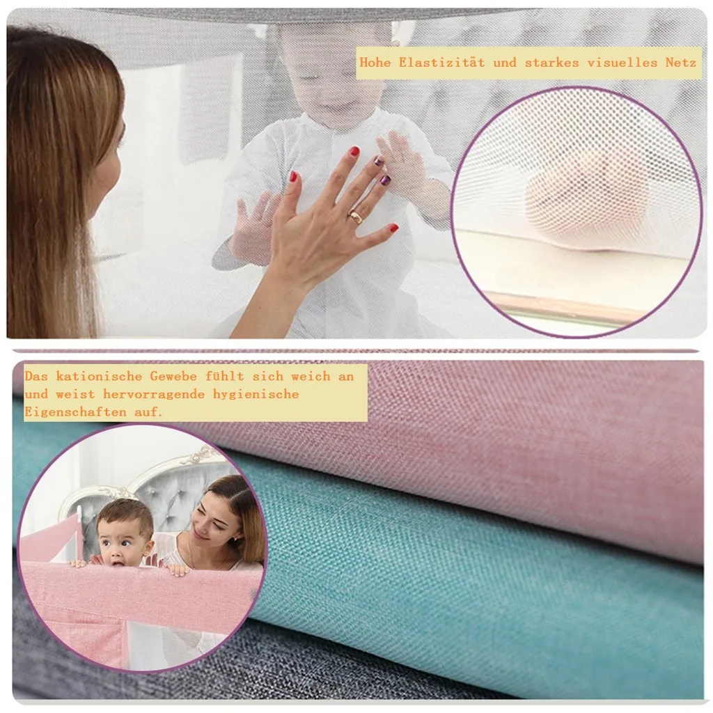 Zehnhase Bettgitter Bettschutzgitter Kinderbettgitter Babybettgitter 120 Cm, Grau, 1 Seite – Bild 5